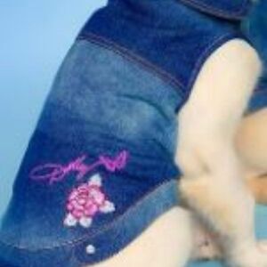 Dolly Parton Doggie  Blue Denim Jacket W/ Collar For Dogs, Dog Apparel X-Small
